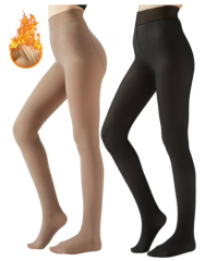 EALLCO Womens 200 Den Soft Opaque Tights, Adding Fleece Women's Tights 2 Pieces
