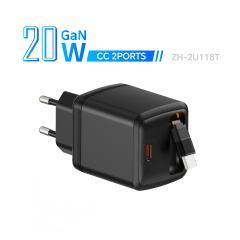 Zonhope GaN Retractable Charger Series 20W CC Fast Charger