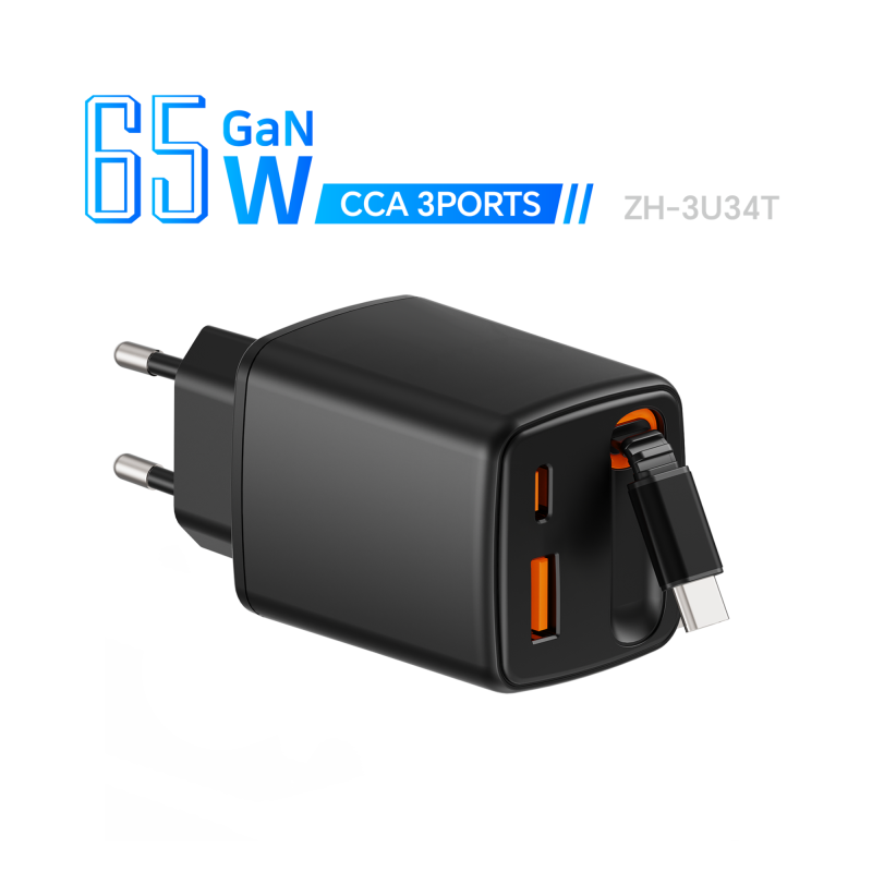 Zonhope GaN Retractable Charger Series 65W CCA Fast Charger