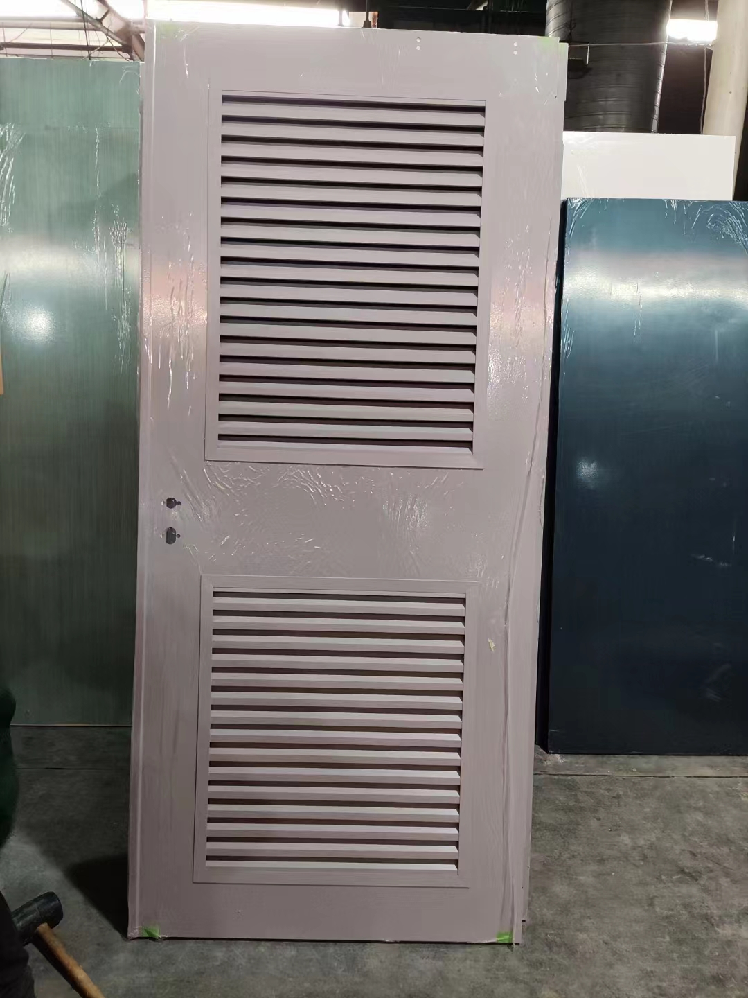 Commercial galvanized metal steel louvered door