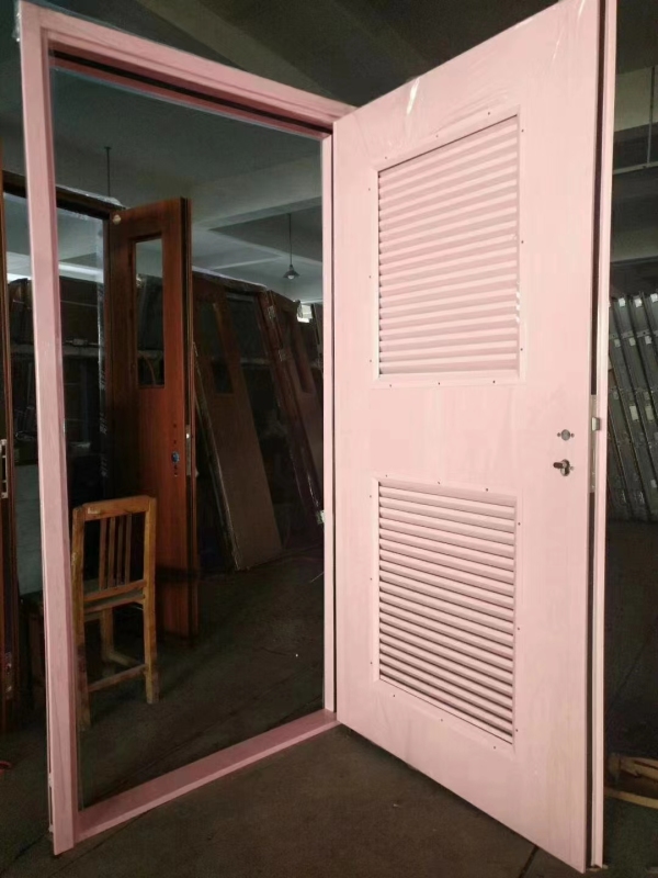Commercial galvanized metal steel louvered door