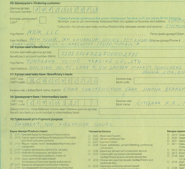 [Mongolian]NBIK UL Listed fire rated doors contract