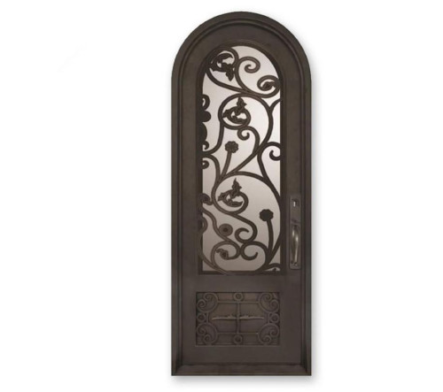 Single Arc top wrought iron door with glass