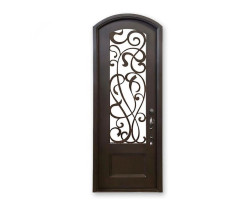 Single Arc top wrought iron door with glass