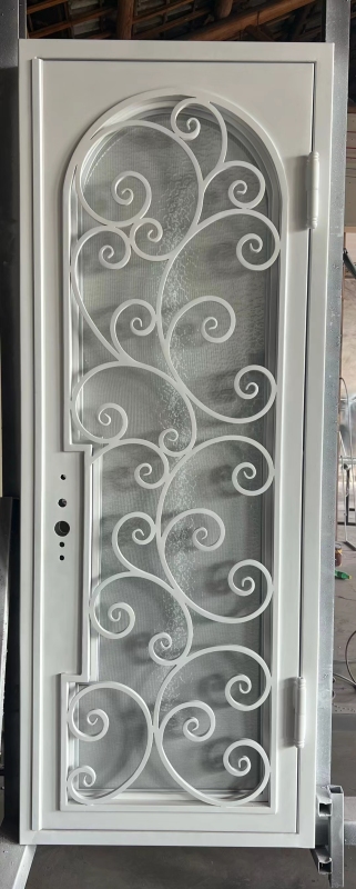 white wrought iron front door