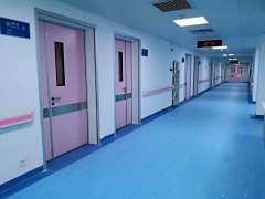 Wood Surface Finish with Vision Panel and SUS304 kick Plate Galvanized Steel Hospital Door