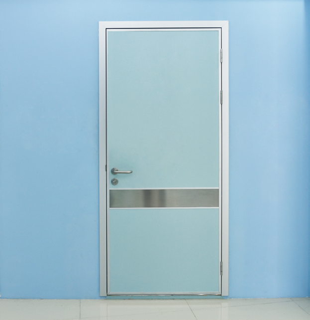 Wood Surface Finish with Vision Panel and SUS304 kick Plate Galvanized Steel Hospital Door