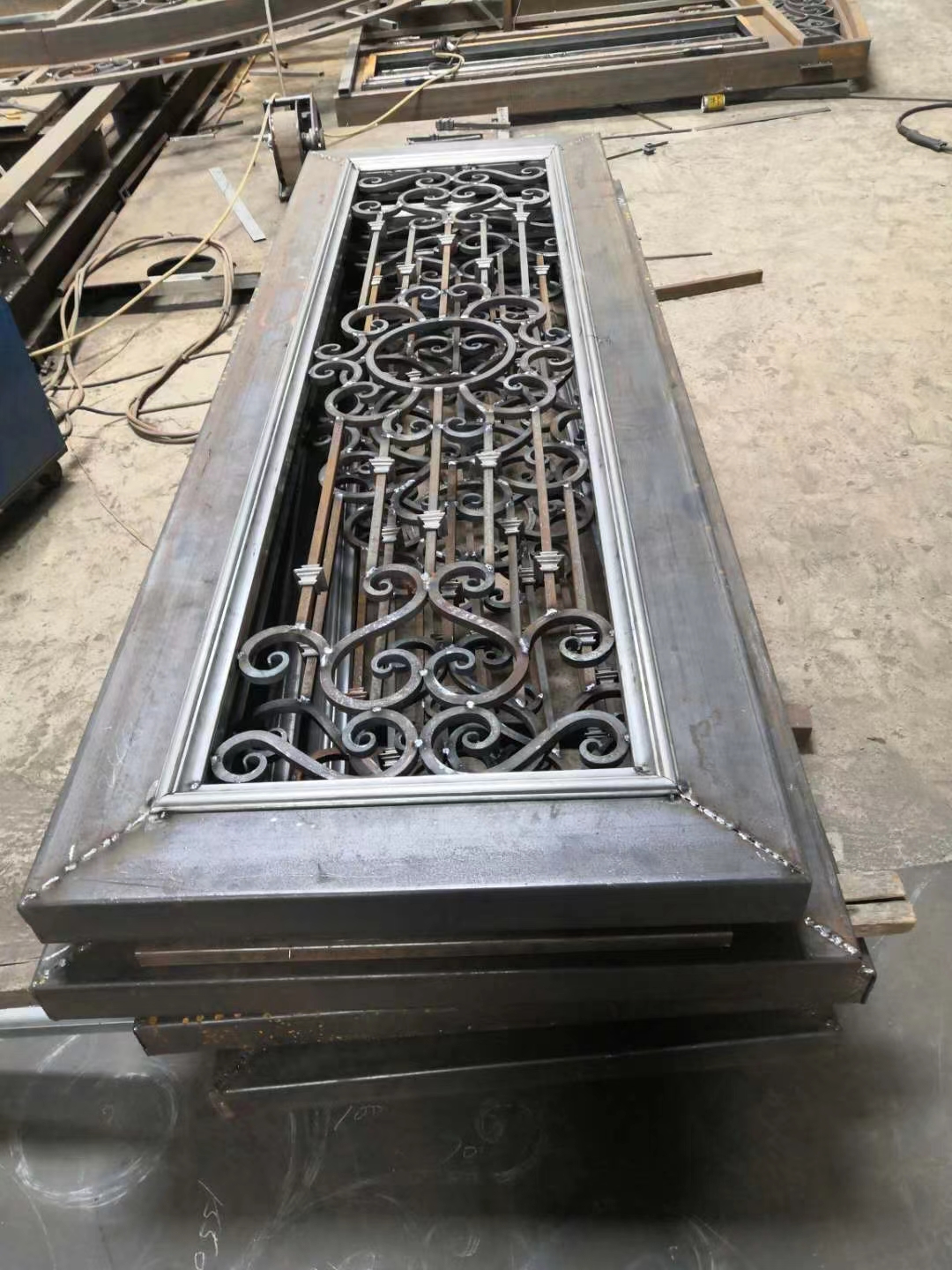 white wrought iron front door