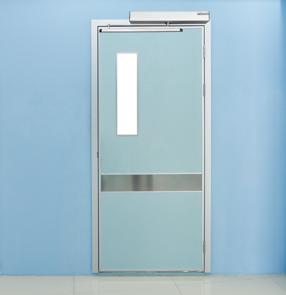 Wood Surface Finish with Vision Panel and SUS304 kick Plate Galvanized Steel Hospital Door