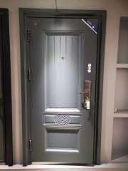 front entry door for modern villa house with smart lock