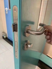 Swing door with S.S kickplate and push plate custom patient room door for hospital