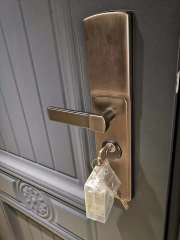 front entry door for modern villa house with smart lock