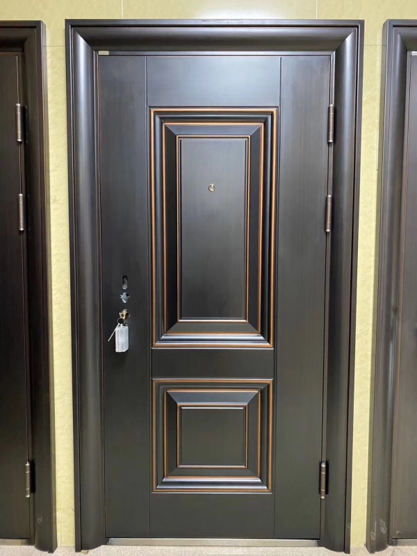 Steel Main House Puerta De Seguridad Steel Door Exterior, Entrance Imitate Bronze Front Security Modern Steel Doors