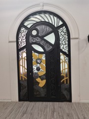 Single iron door with sidelights wrought iron front entry door with Arc top