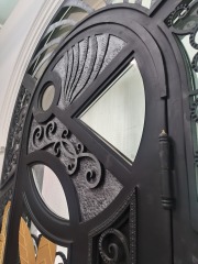 Single iron door with sidelights wrought iron front entry door with Arc top