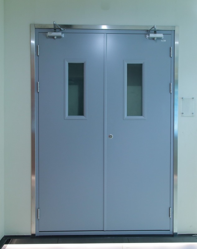 Fire rated exit door steel double fireproof door with panci bar & trim