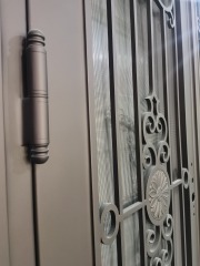 Wrought Iron Door Frame House Main Entrance Dark Brown Steel Door for Villa