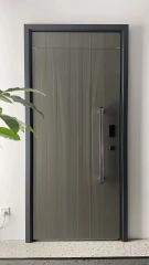 Modern Luxury Front door House Exterior Steel Front Entry Doors With golden insert plate and Smart Lock