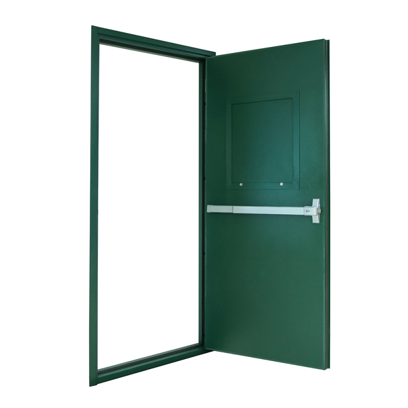 UL Certificated fire rated steel door with panic bar and trim 120 Minutes fireproof door