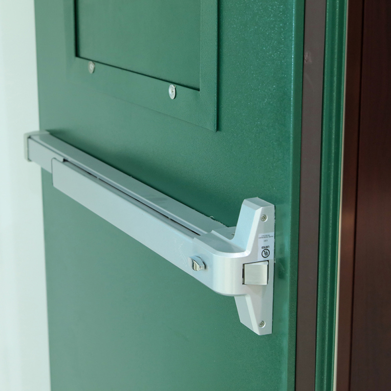 UL Certificated fire rated steel door with panic bar and trim 120 Minutes fireproof door