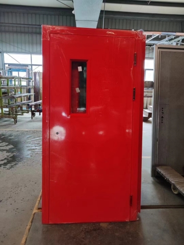 UL Listed 2 Hours Red Steel Double Fire Exit Door With Panic Bar