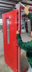 custom anti-fire steel door with fireproof glass insert