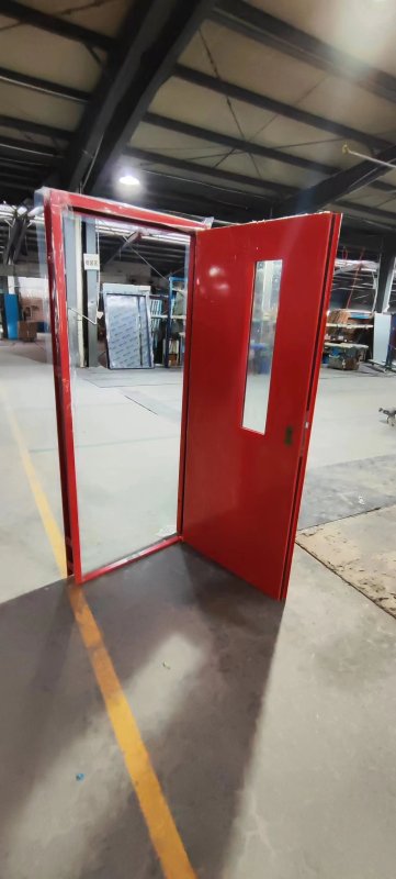 custom anti-fire steel door with fireproof glass insert