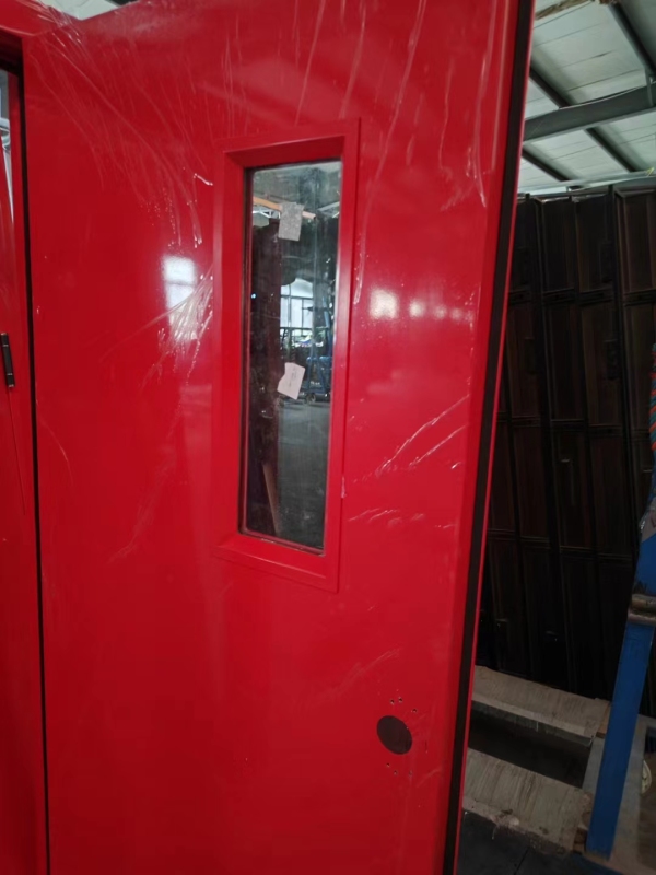 custom anti-fire steel door with fireproof glass insert