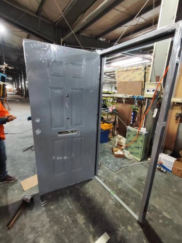 Factory customized UL Listed 2 hours double color fire rated steel front doors with mail slot for house