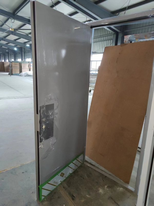 Knock down metal frame together with door panel for better container loading volumn