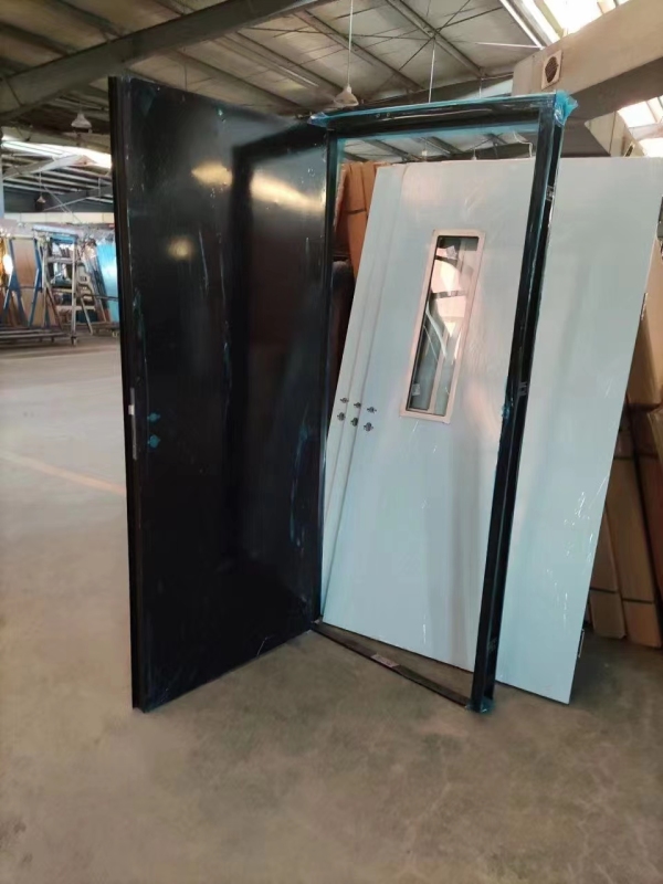Knock down metal frame together with door panel for better container loading volumn