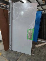 Knock down metal frame together with door panel for better container loading volumn