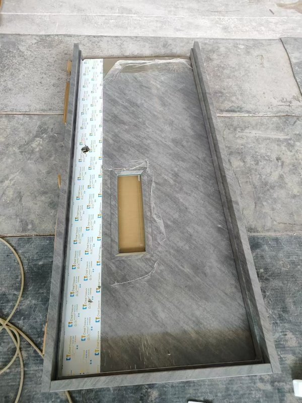 Rock board style UL fire rated steel doors with KD frame and mirror S.S plate & kick plate