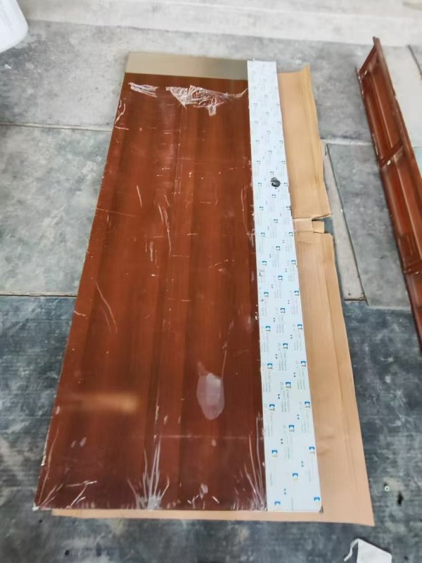 Wooden look UL fireproof steel doors with knock down metal frame with S.S side plate & kick plate