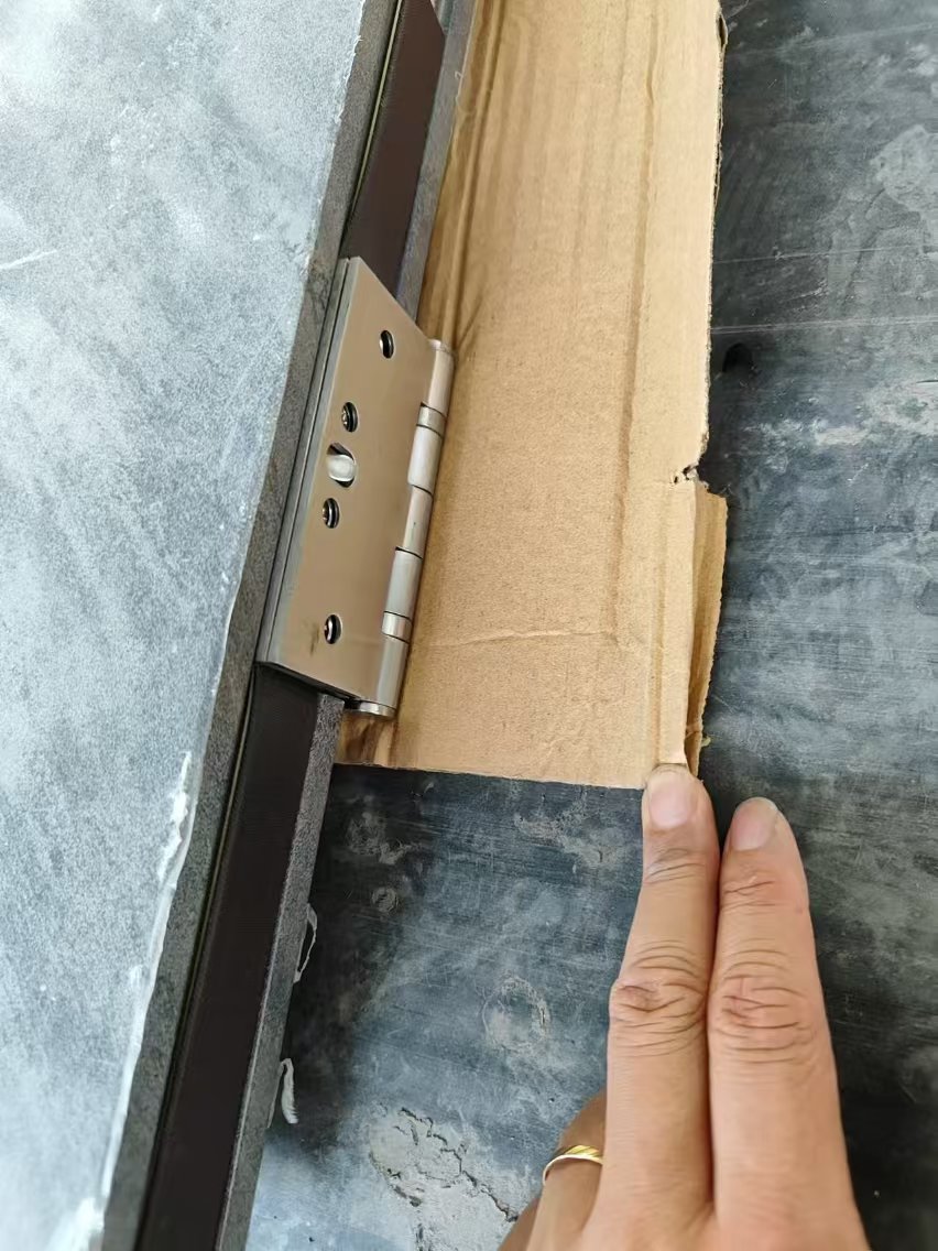 Rock look surface UL fire rated steel doors with KD frame and mirror S.S plate & kick plate