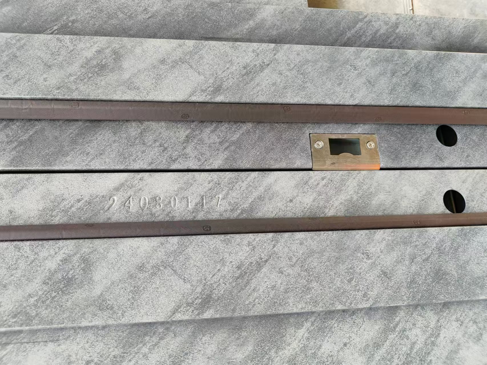 Rock look surface UL fire rated steel doors with KD frame and mirror S.S plate & kick plate