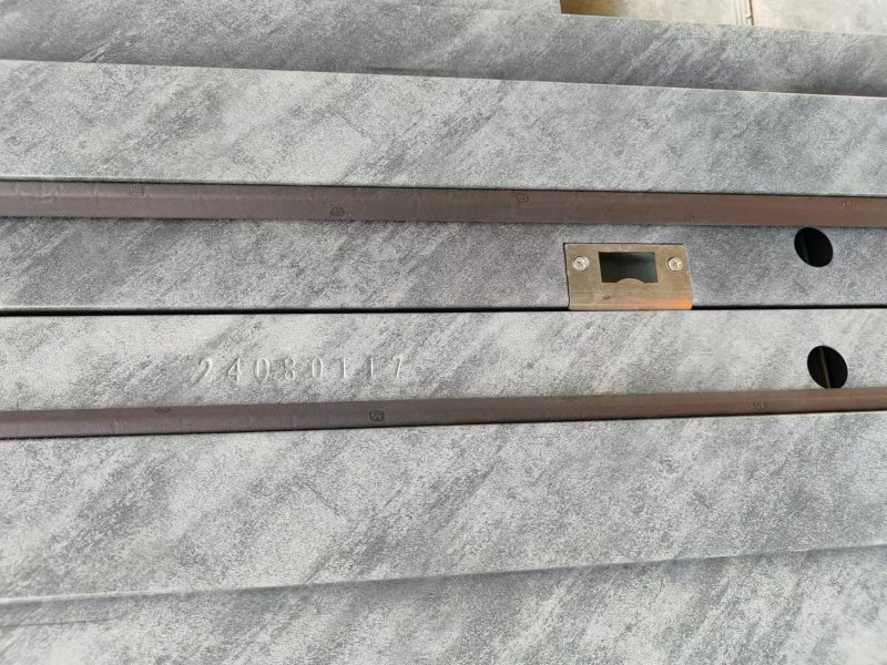 Rock look surface UL fire rated steel doors with KD frame and mirror S.S plate & kick plate