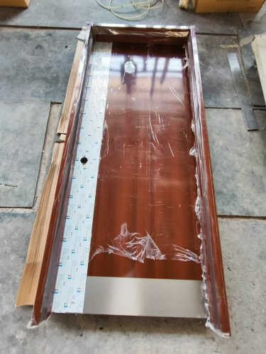 Wooden look UL fireproof steel doors with knock down metal frame with S.S side plate &amp; kick plate