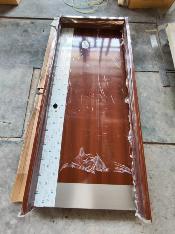 Wooden look UL fireproof steel doors with knock down metal frame with S.S side plate & kick plate