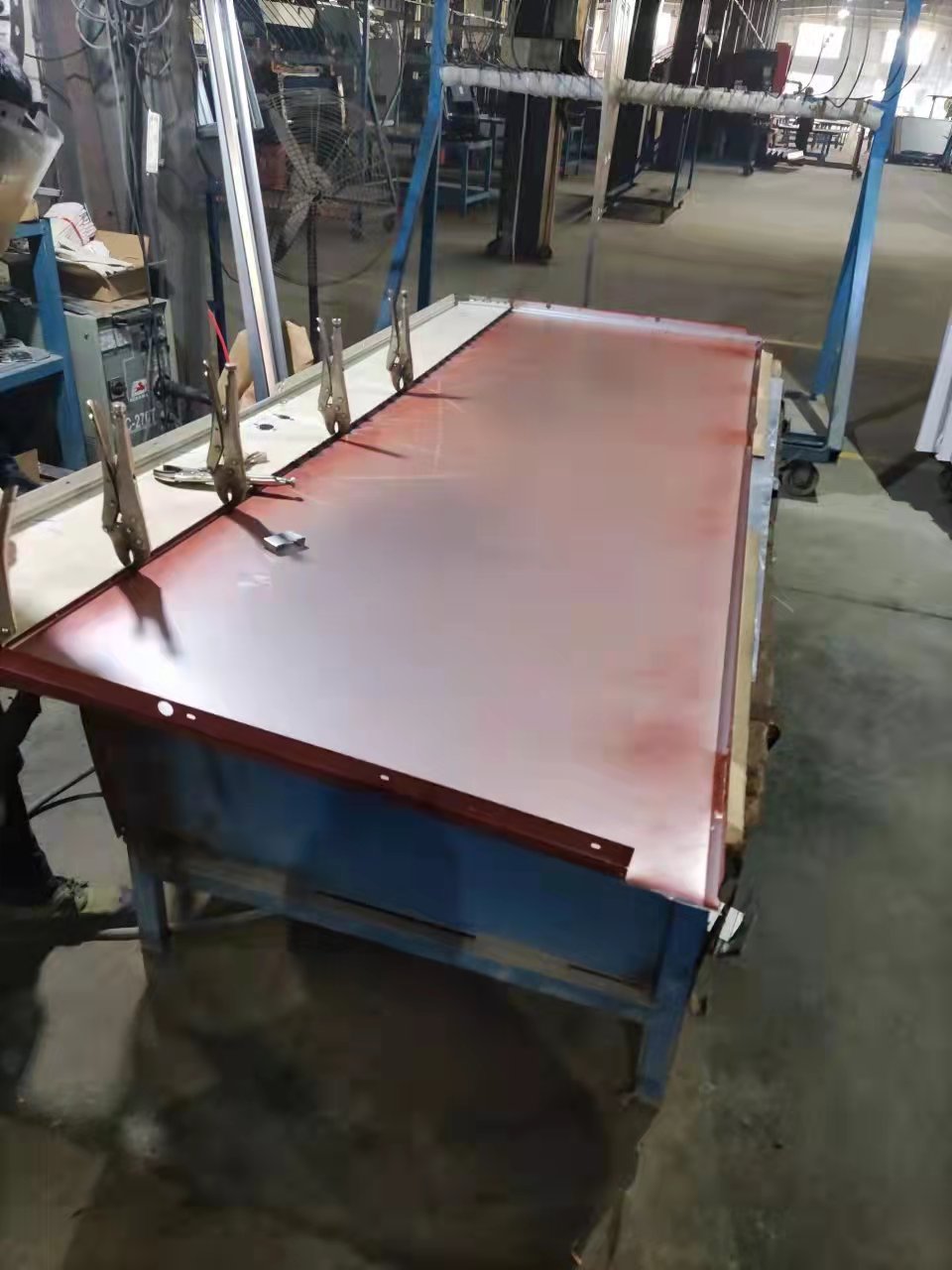 Wooden look UL fireproof steel doors with knock down metal frame with S.S side plate & kick plate