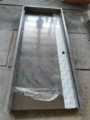 Rock look surface UL fire rated steel doors with KD frame and mirror S.S plate & kick plate