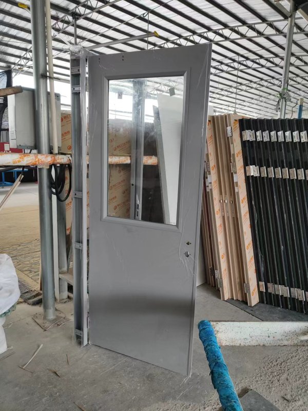Hot selling high quality UL fire rated steel door with glass insert fire glass door