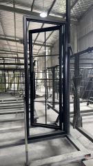 Double iron front glass door with transom