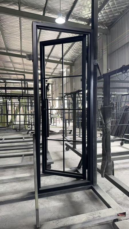 Double iron front glass door with transom