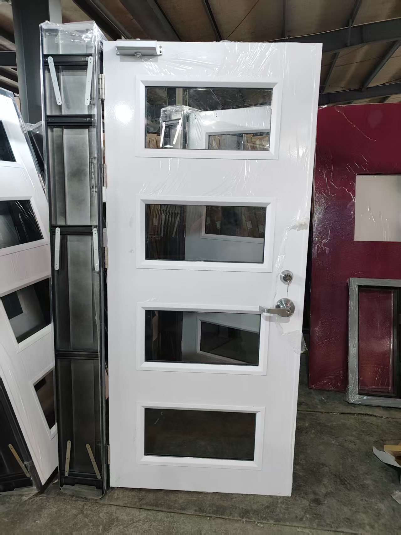 4-Lite 3'x8' Single Entry Fireproof Door with Insulated Fire Rated Glass