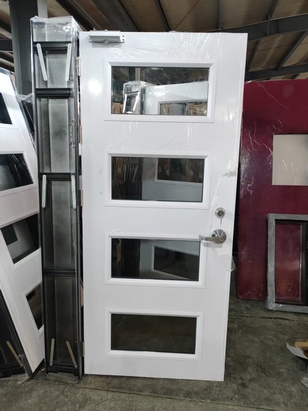 4-Lite 3'x8' Single Entry Fireproof Door with Insulated Fire Rated Glass