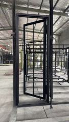 Double iron front glass door with transom