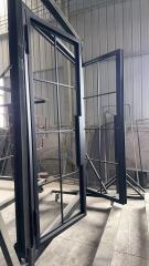 Double iron front glass door with transom