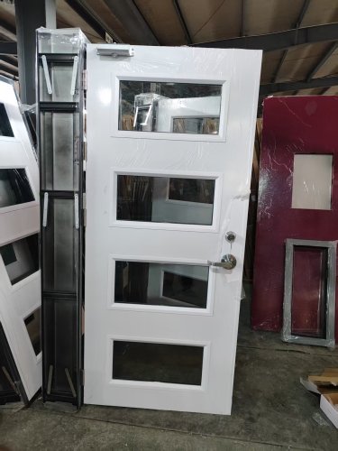 4-Lite 3'x8' Single Entry Fireproof Door with Insulated Fire Rated Glass