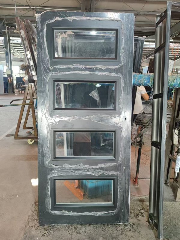 4-Lite 3'x8' Single Entry Fireproof Door with Insulated Fire Rated Glass